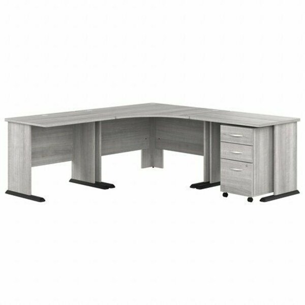 Bush Business Furniture Corner Desk, w/BBF Ped, 82.76inx82.76inx29.66in, Platinum Gray BSHSTA003PGSU